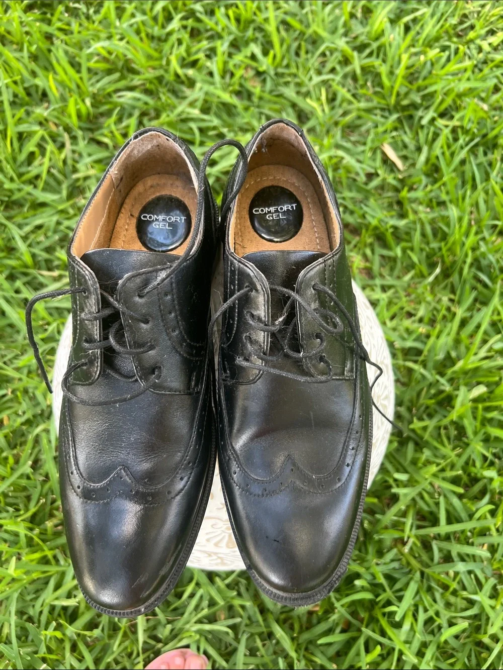 Nunn Bush Black Leather Wingtip Lace-Up Dress Shoes